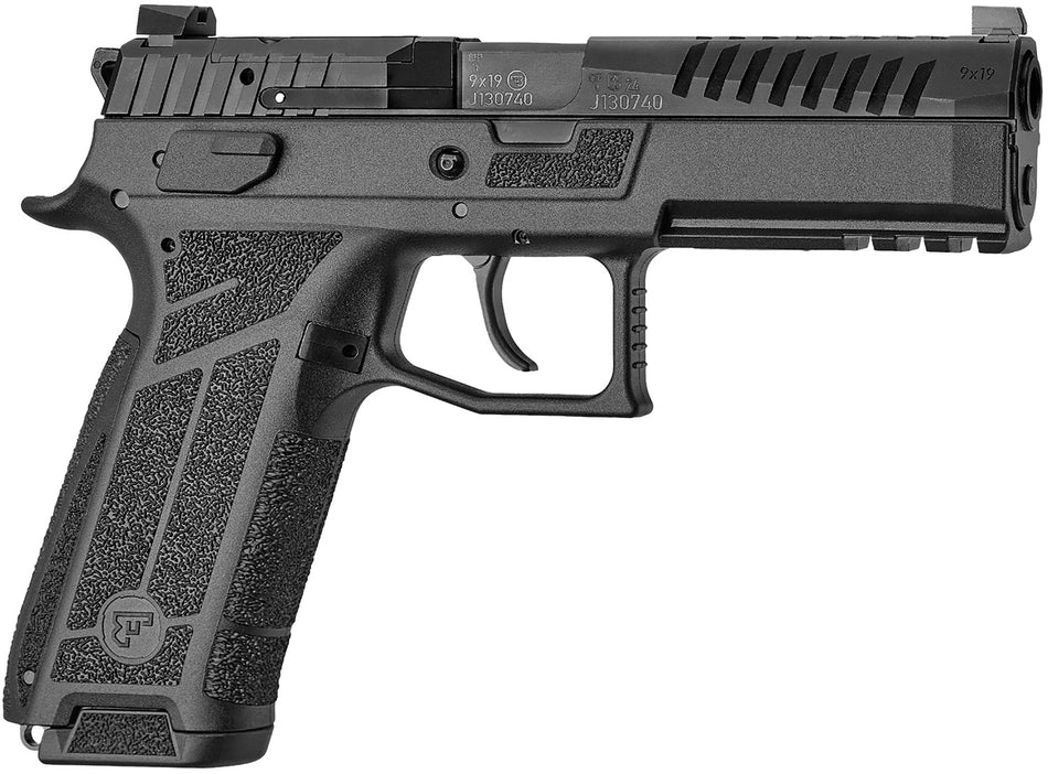 CZ-USA 91670 P-09 F Nocturne Full Size Frame 9mm Luger 19+1 4.53" Black Steel Barrel, Black Optic Cut/Serrated Steel Slide, Black Polymer Frame w/Picatinny Rail, Textured Grip