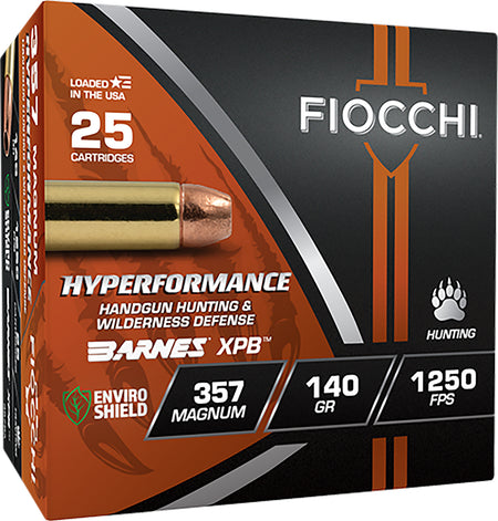 Fiocchi Hyperformance Hunt .357 Magnum 140 grain XPB Jacketed Hollow Point ammunition