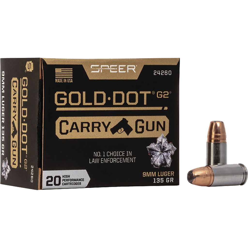 Speer Gold Dot Carry Gun 9mm Luger / Parabellum 135 grain Jacketed Hollow Point ammunition