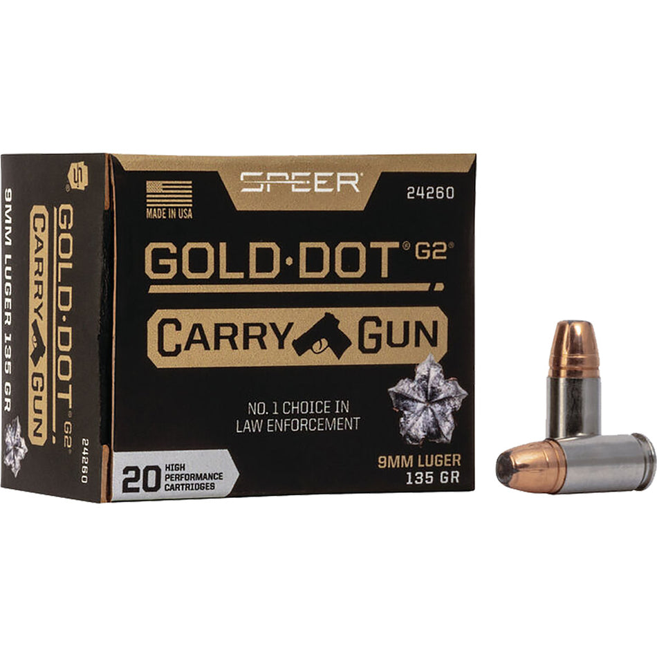 Speer Gold Dot Carry Gun 9mm Luger / Parabellum 135 grain Jacketed Hollow Point ammunition