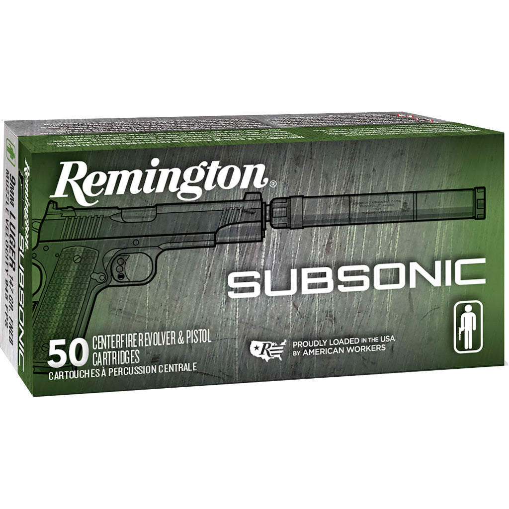 Remington Subsonic 9mm Luger / Parabellum 147 grain Flat Nose Enclosed Base ammunition
