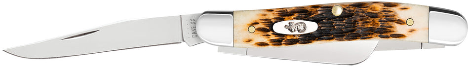 Case Medium Stockman Folding Knife 00042, Clip Point/Sheepsfoot/Spey Plain Polished SS Blades, Amber Bone Handle