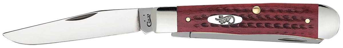 Case Medium Trapper Folding Knife 00783, Plain Mirror Polished Clip Point/Spey Blades, Corn Cob Old Red Bone Handle
