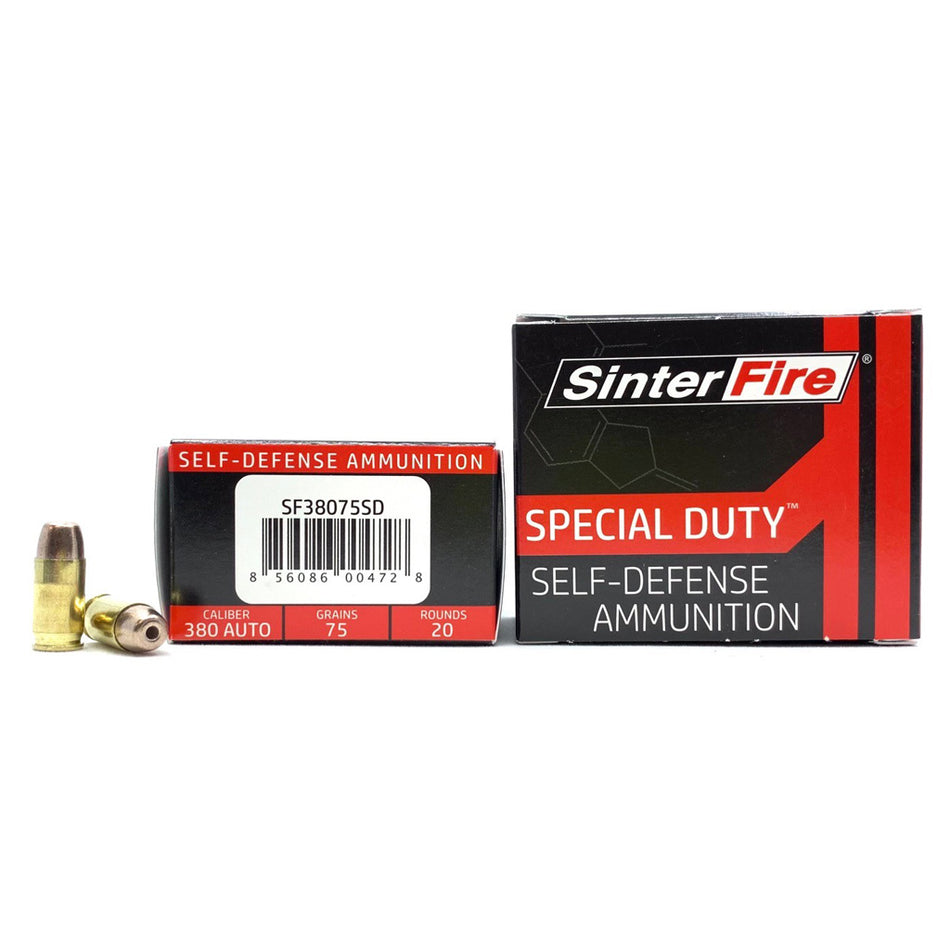 SinterFire Special Duty (SD) Lead Free Frangible Hollow Point 75 Grain .380 ACP/Auto