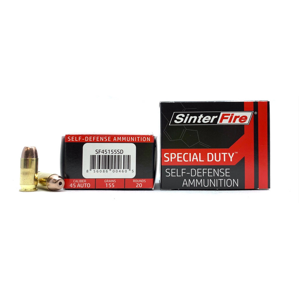 SinterFire Special Duty (SD) Lead Free Frangible Hollow Point 155 Grain .45 ACP/Auto