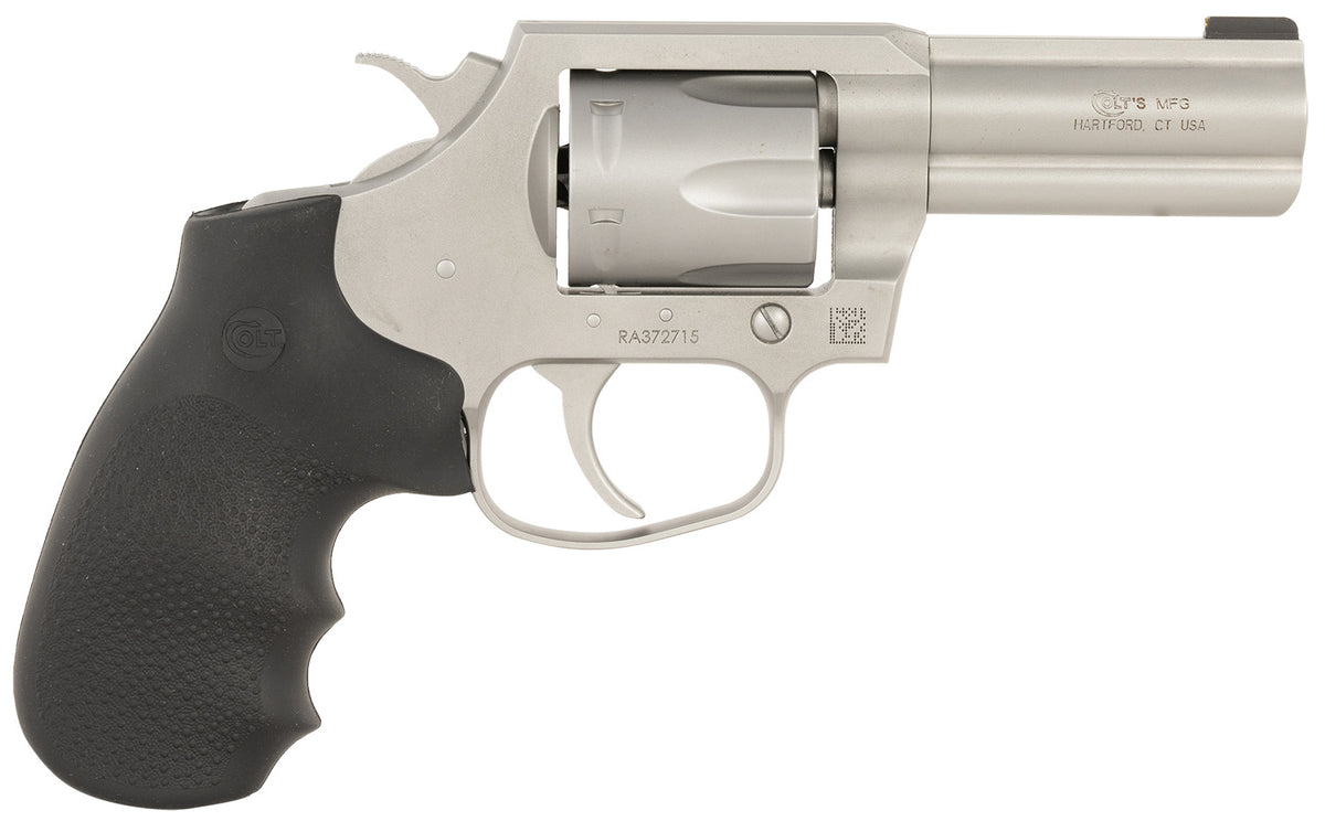 Colt Mfg KCOBRASM3BB King Cobra Small 357 Mag 6 Shot 3" Matte Stainless Steel Barrel, Cylinder Frame, Black Hogue Overmolded Grips, Exposed Hammer