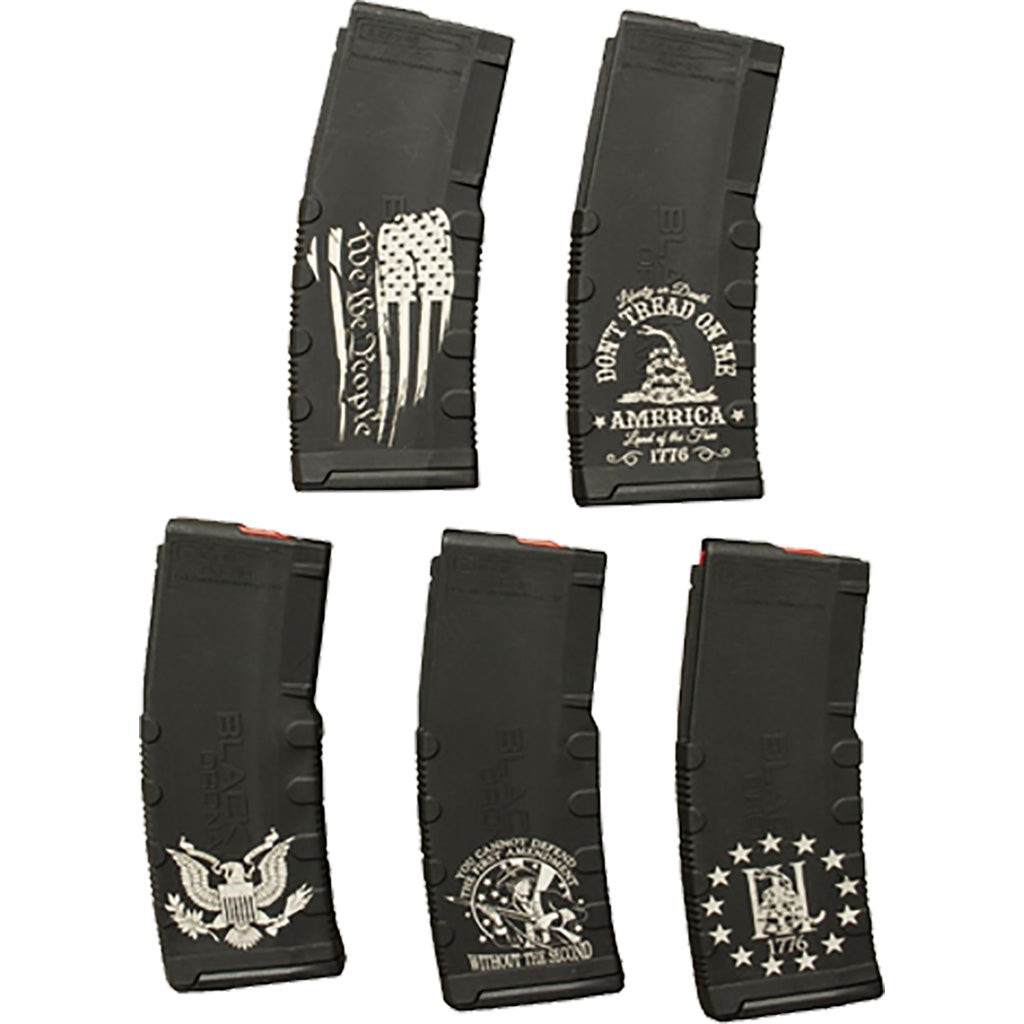 Black Rain Ordnance AR15 Magazine 5-Pack 30 rd. American Theme Package 2 Laser Engraved
