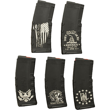 Black Rain Ordnance AR15 Magazine 5-Pack 30 rd. American Theme Package 2 Laser Engraved