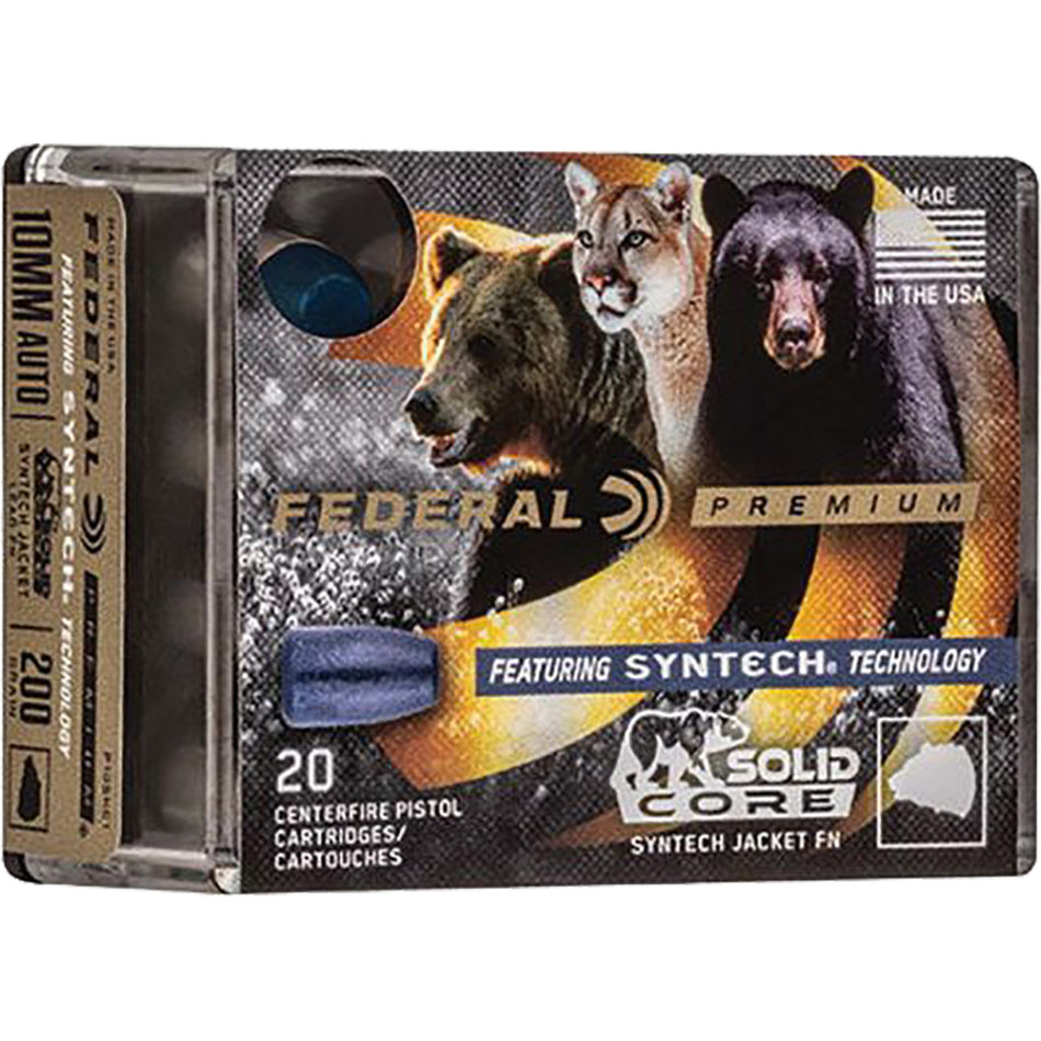 Federal Premium Solid Core Synthetic Flat Nose 200 Grain 10mm Auto 1200 fps