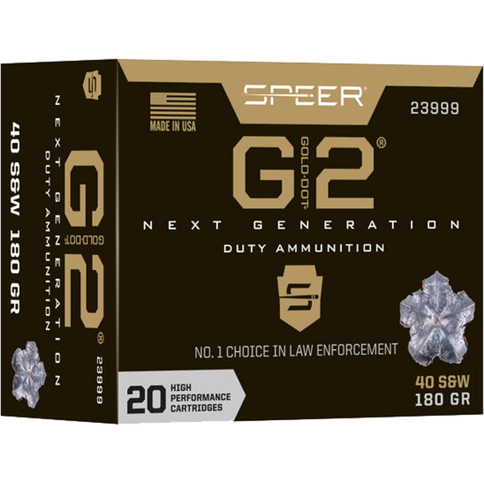 Speer Gold Dot G2 Hollow Point 180 Grain .40 S&W 1015 fps