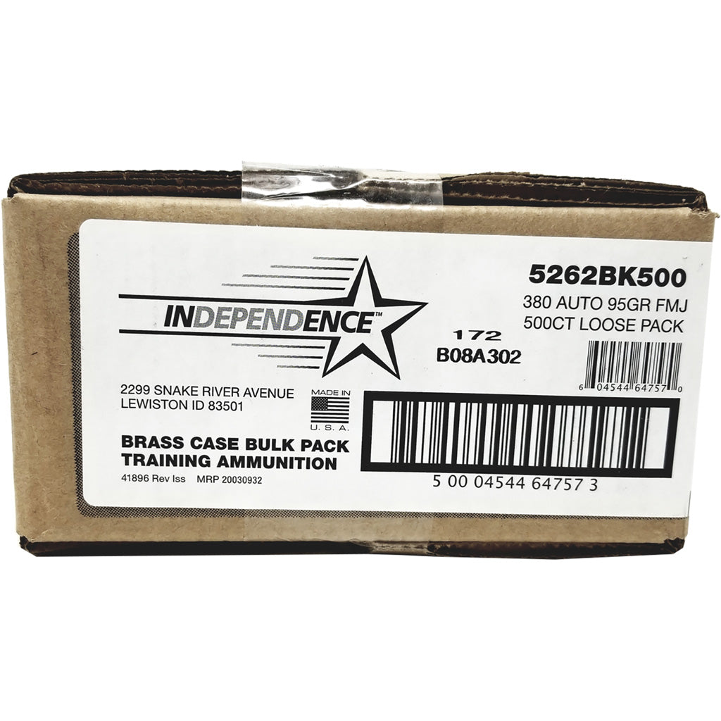 Independence Brass .380 ACP/Auto 95 grain Full Metal Jacket ammunition
