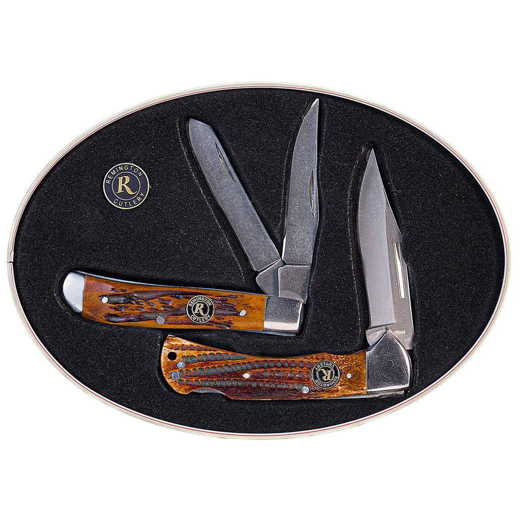 Remington American Classic Tin Knife Gift Set Trapper and Lockback
