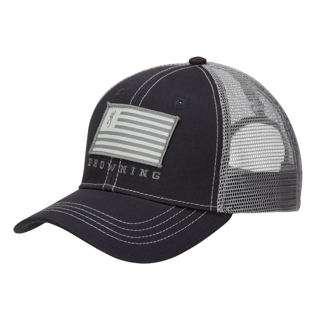 Browning Patriot Hat Slate Grey Mesh Back with Flag Patch