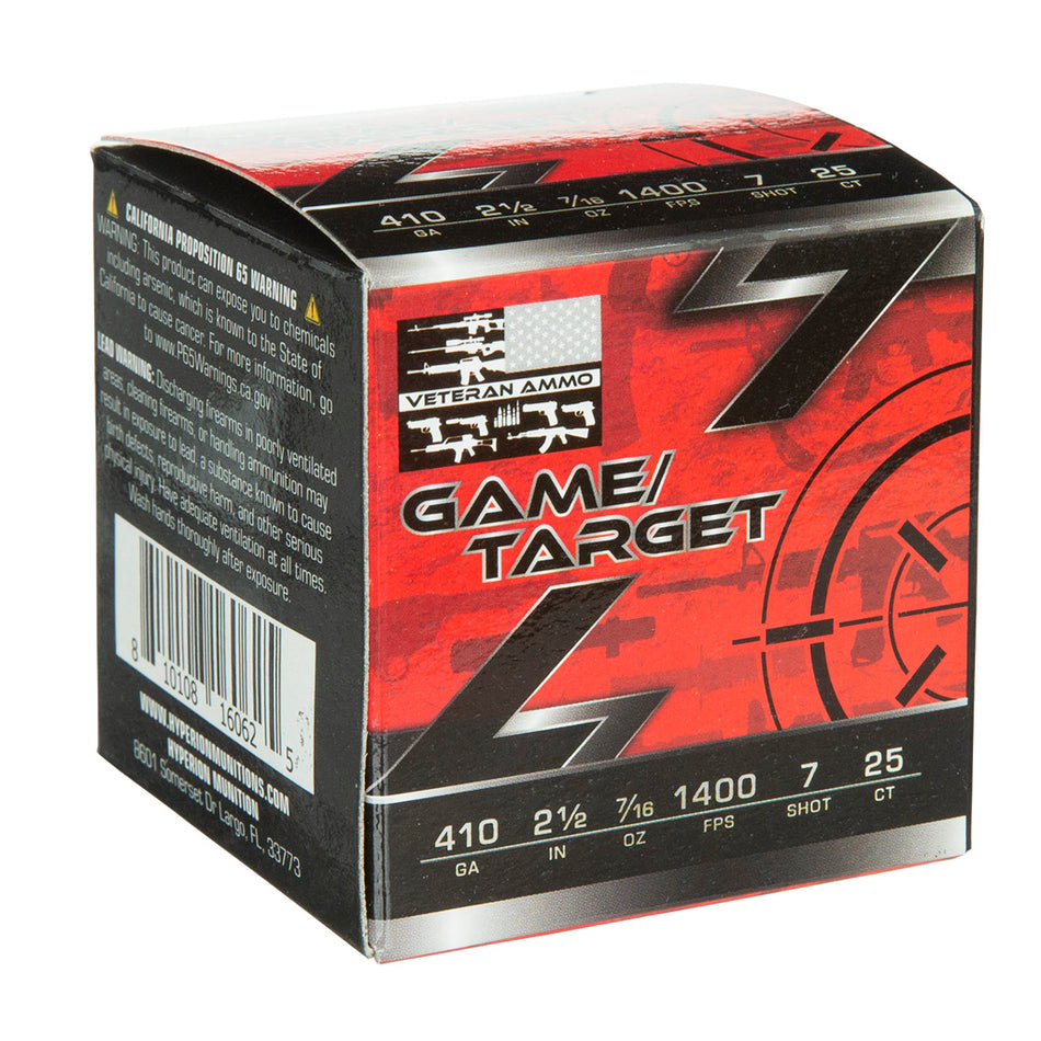 Veteran Ammo Game & Target Shotgun Ammo .410 Bore 2.5 in 7/16 oz #7