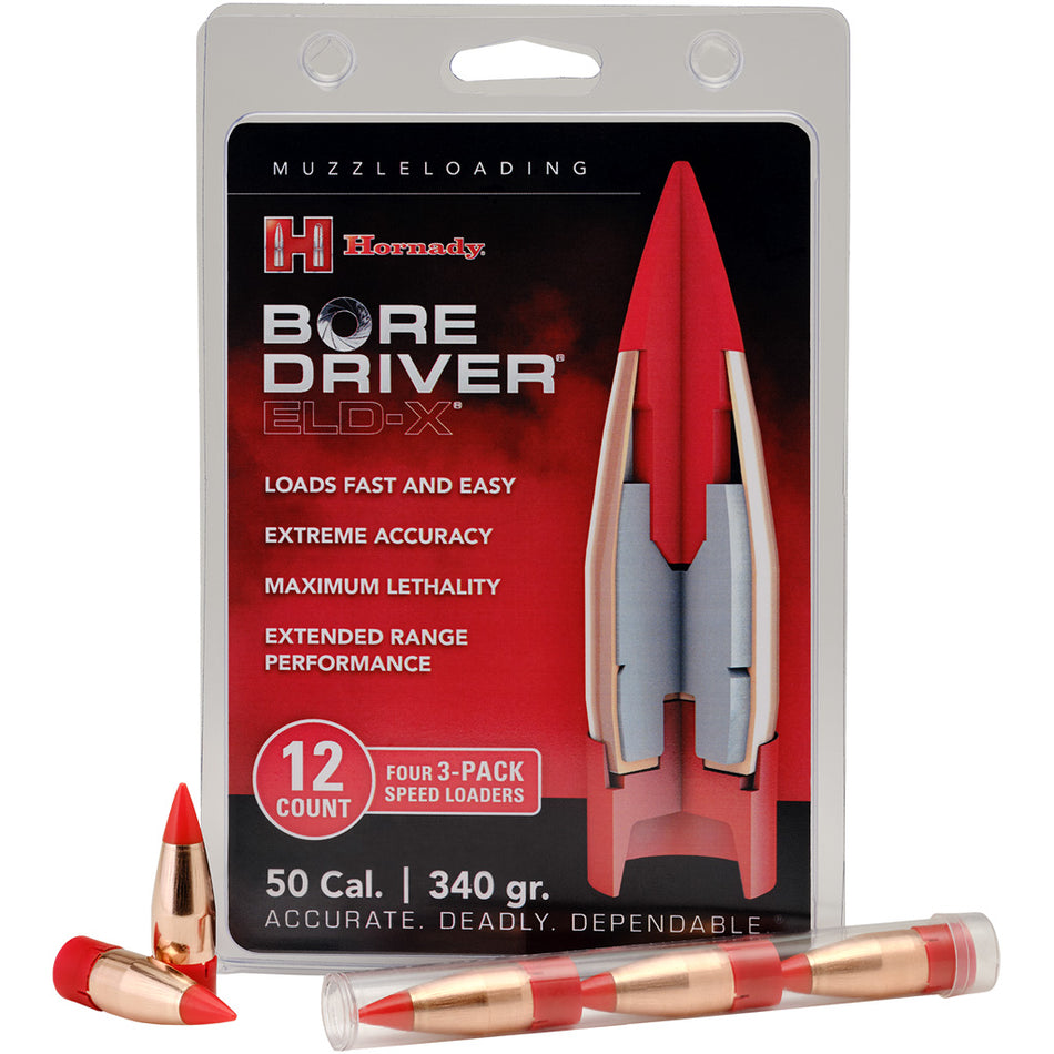 Hornady 340 gr. Bore Driver ELD-X 50 cal. Muzzleloader Bullet 12 rd.