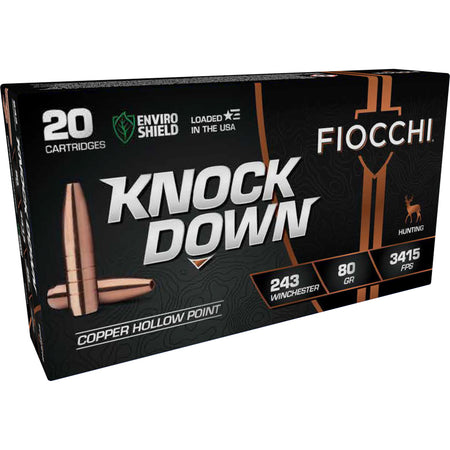 Fiocchi Knock Down Enviro Shield Hollow Point 80 Grain .243 Winchester 3415 fps