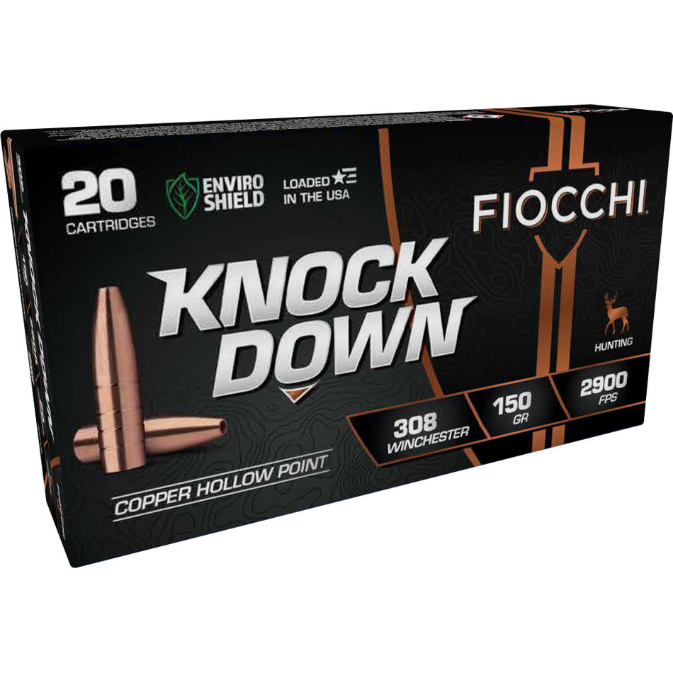 Fiocchi Knock Down Enviro Shield Hollow Point 150 Grain .308 Win / 7.62x51mm 2900 fps