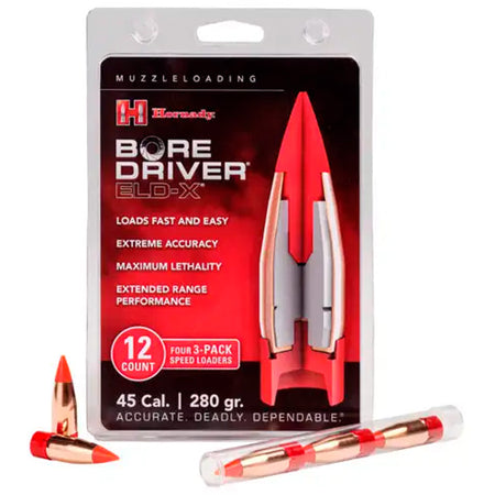 Hornady Bore Driver Muzzleloader 45 Cal 280 Grain ELD-X Bullet 12-Pack