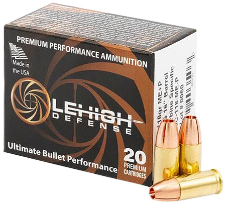 Lehigh Defense  9mm Luger / Parabellum 118 grain Solid Hollow Point ammunition