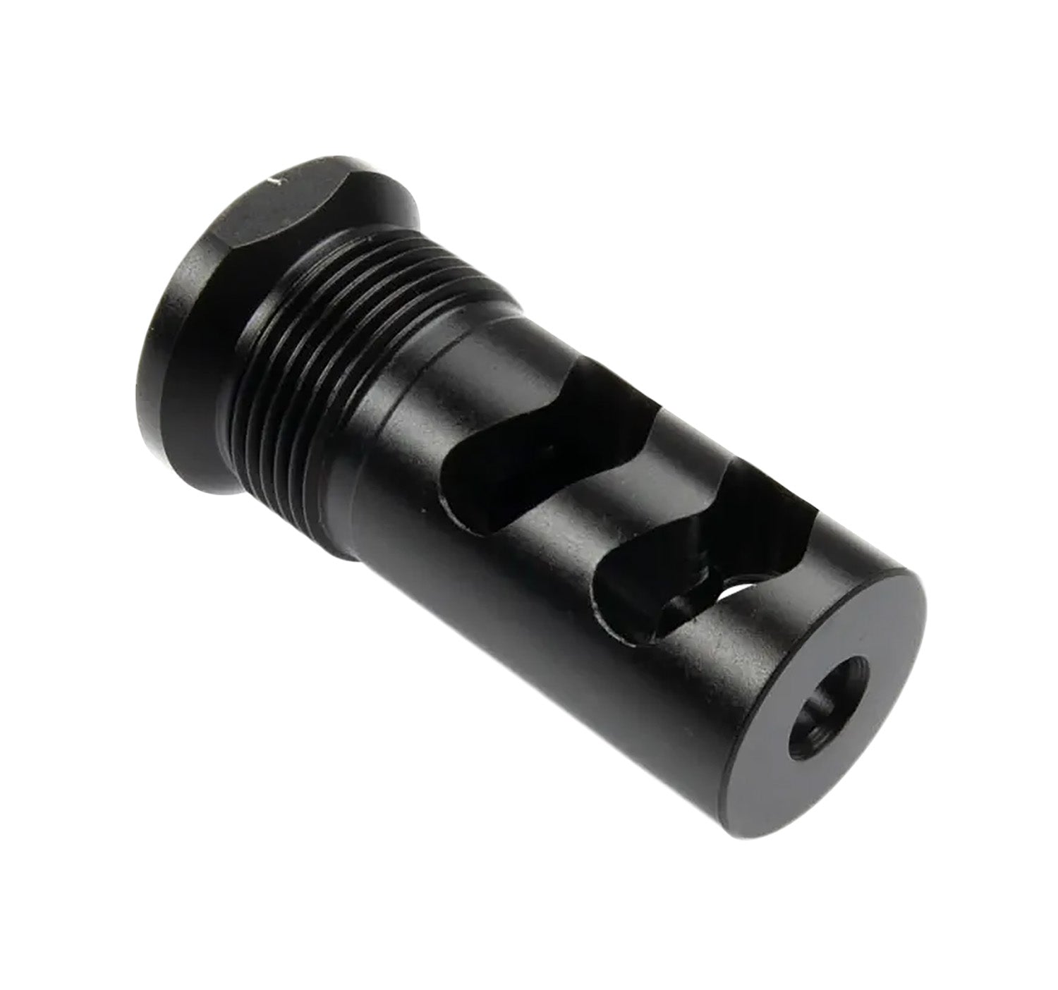 Wilson Combat Whisper 5.56 Caliber Rapid-Thread Flat Back Muzzle Brake – 1/2"x28 Black Melonite