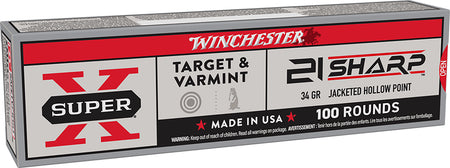 Winchester Super X .21 Sharp 34 grain Jacketed Hollow Point ammunition