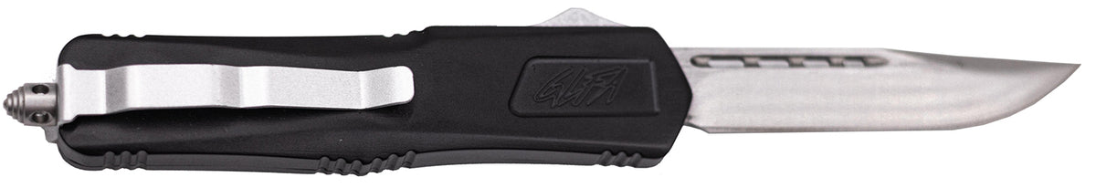 GLFA Medium OTF Knife by Great Lakes Firearms, 3.50" Steel Blade, Black Cerakote Aluminum Handle
