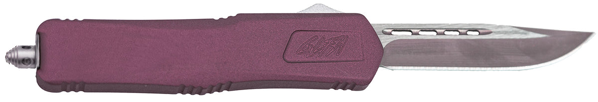 GLFA Medium OTF Knife by Great Lakes Firearms, 3.50" Steel Blade, Black Cherry Cerakote Aluminum Handle