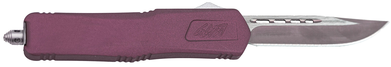 GLFA Medium OTF Knife by Great Lakes Firearms, 3.50" Steel Blade, Black Cherry Cerakote Aluminum Handle