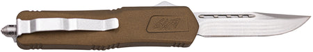 GLFA 3.50" OTF Plain Steel Blade Knife with Bronze Cerakote Aluminum Handle and Glass Breaker