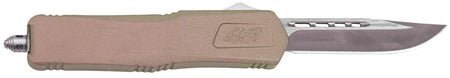 GLFA 3.50" OTF Plain Steel Blade Knife with Flat Dark Earth Cerakote Aluminum Handle and Glass Breaker