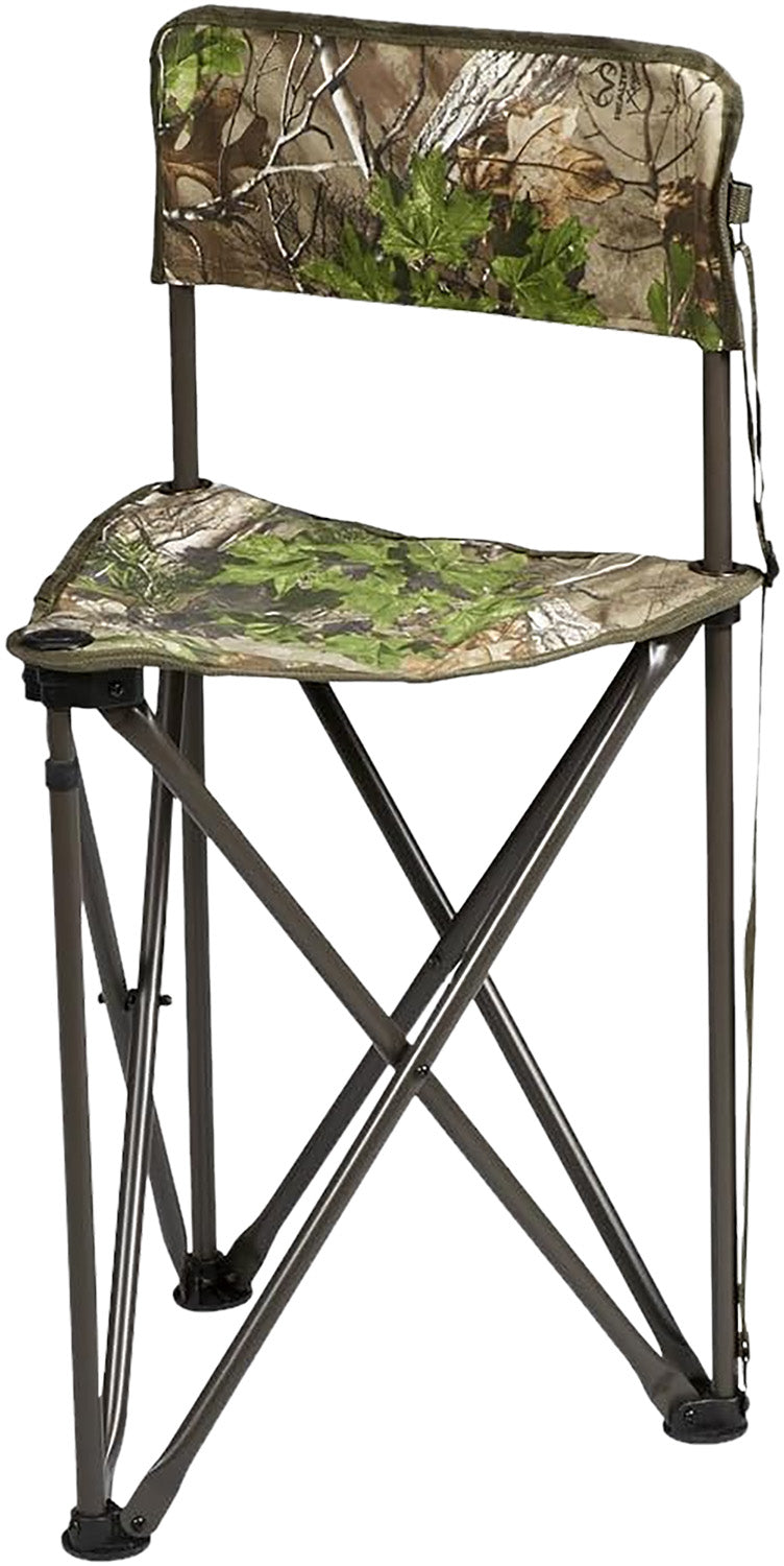 Hunters Specialties CamoChair Folding Tripod Seat Mossy Oak Bottomland with Carry Strap