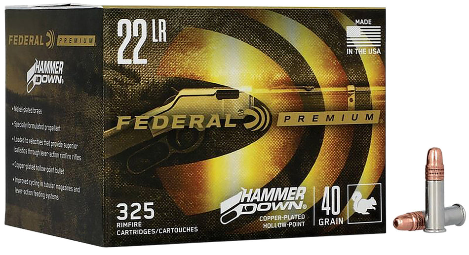 Federal HammerDown .22 Long Rifle 40 grain Plated Hollow Point ammunition