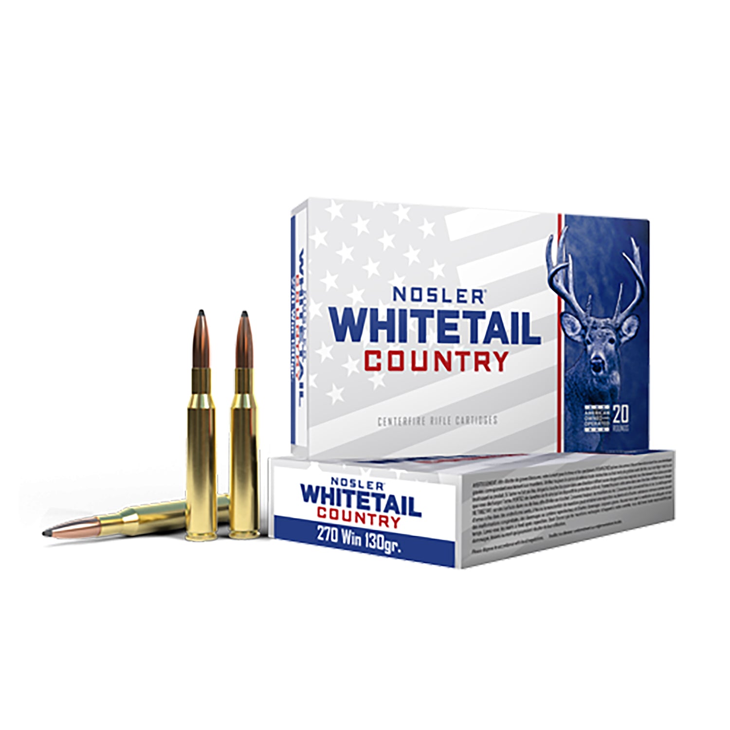 Nosler Nosler Whitetail Country .270 Winchester 130 grain Boat Tail Spire Point ammunition