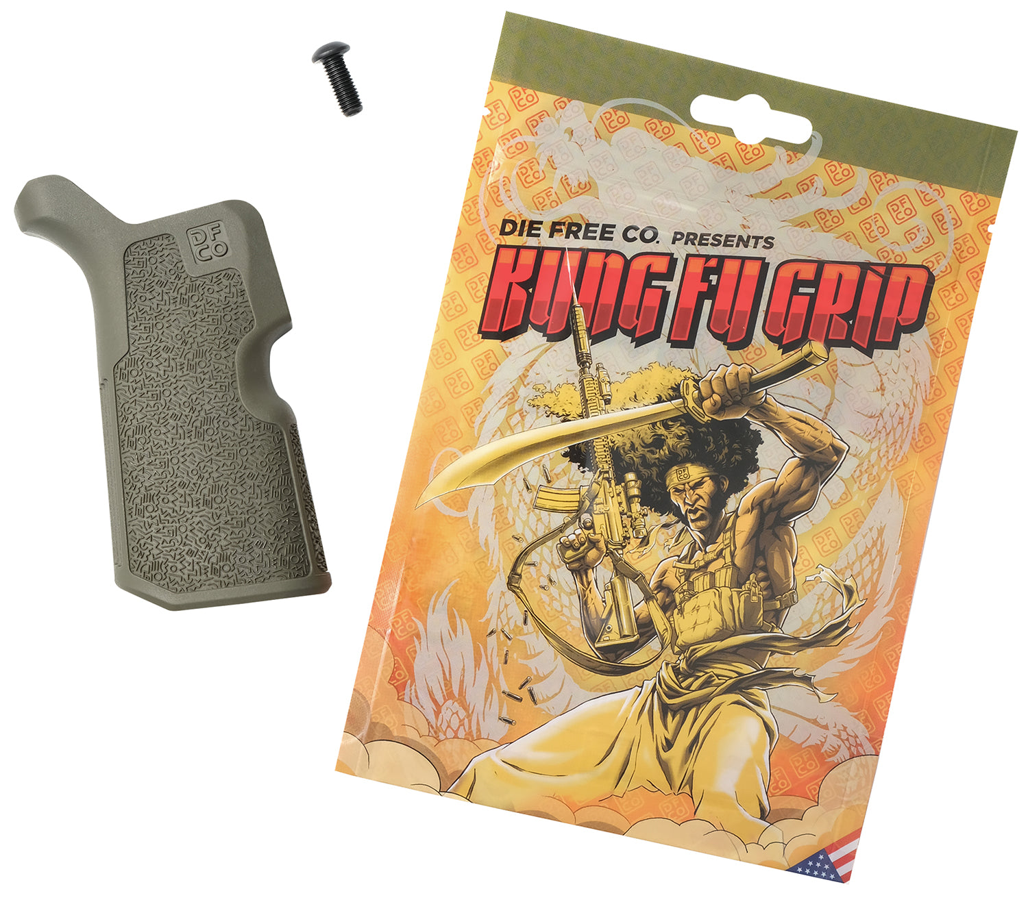 Die Free Co Kung Fu Grip Olive Drab AR15/M4/AR10/SR25 Nylon Pistol Grip