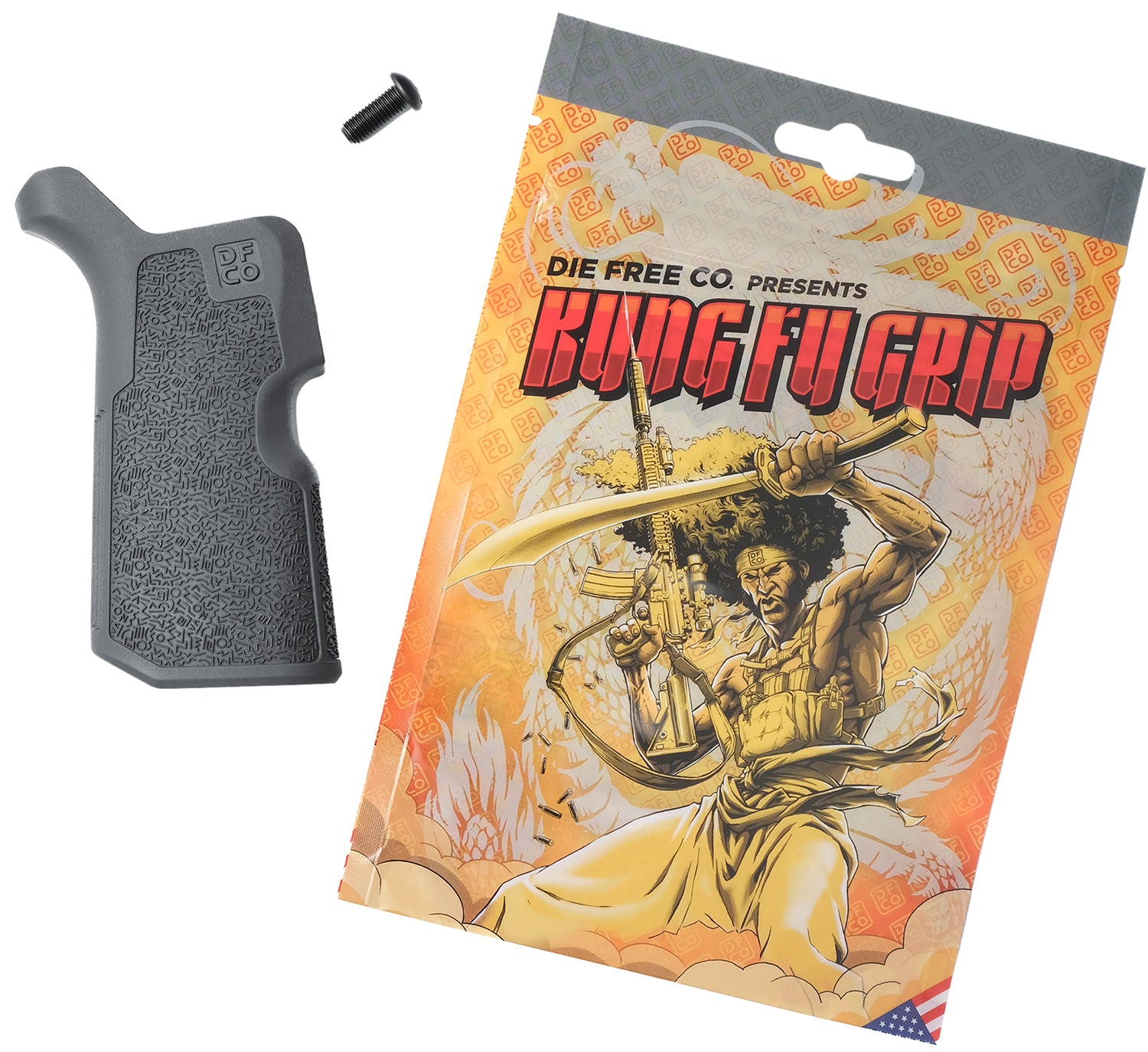Die Free Co Kung Fu Grip Gray AR15/M4/AR10/SR25 Nylon Pistol Grip