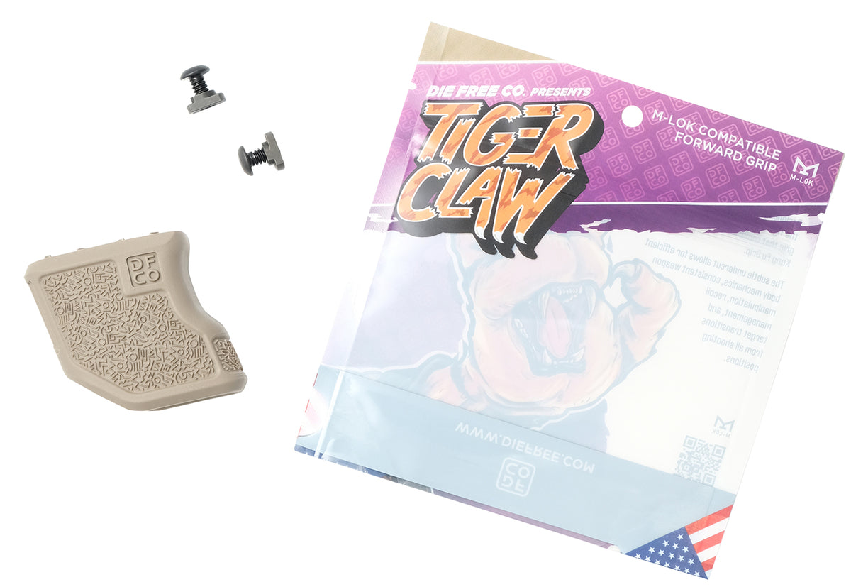 Die Free Co Tiger Claw M-Lok Angled Fore Grip Flat Dark Earth Nylon