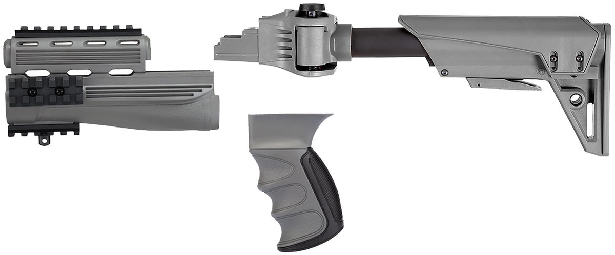 ATI S-Force GEN2 Gray Glass-Reinforced Polymer Side-Folding Adjustable Stock with Picatinny Rails for AK-47