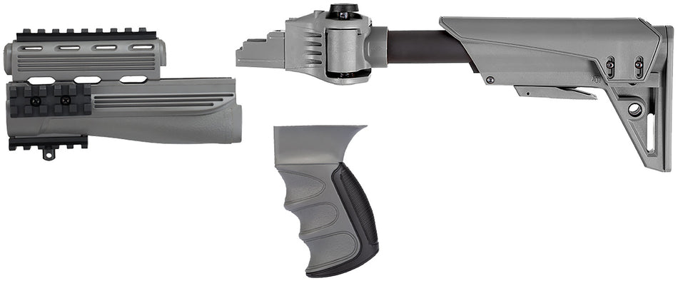 ATI S-Force GEN2 Gray Glass-Reinforced Polymer Side-Folding Adjustable Stock with Picatinny Rails for AK-47