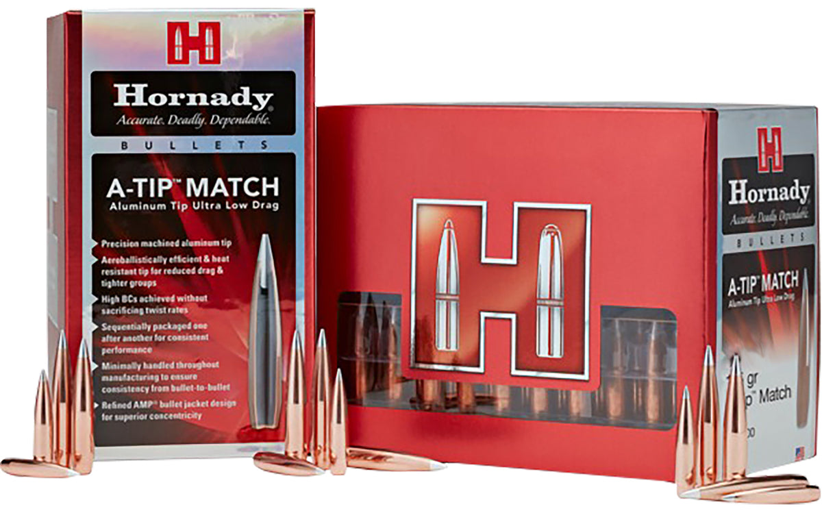 Hornady A-Tip Match 76gr Reloading Bullets 22 Cal .224 100-Pack