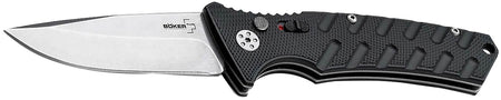 Boker Plus Strike Auto EDC Folder 3.35" Drop Point Black D2 Steel Aluminum Handle