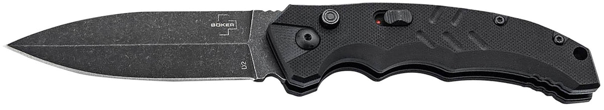 Boker Plus Intention II EDC Folding Dagger 3.35" D2 Blade Black G10 Handle Push Button