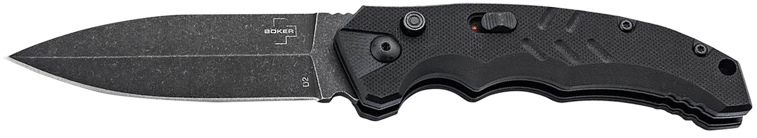 Boker Plus Intention II EDC Folding Dagger 3.35" D2 Blade Black G10 Handle Push Button