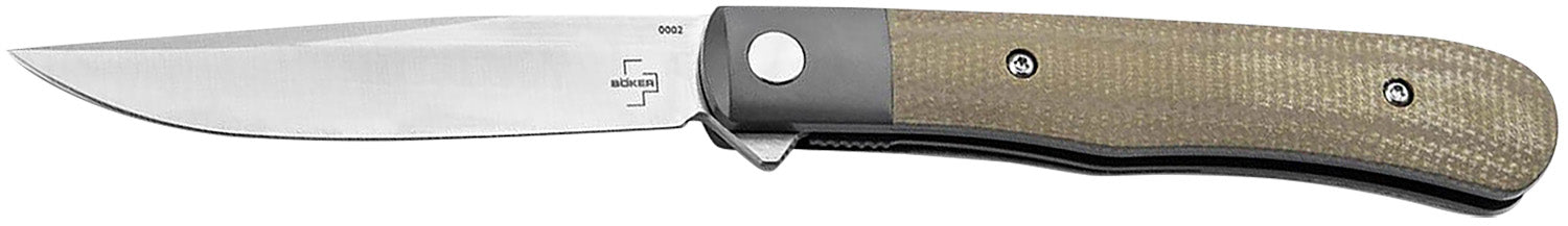 Boker Plus 01BO930 Trapper Uno 3.23" Nitro-V Blade Flipper Folding Knife Micarta Handle