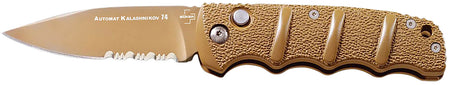 Boker 01KALS103 Kalashnikov Spear Point 3.35" Desert D2 Blade Serrated Aluminum Handle Knife