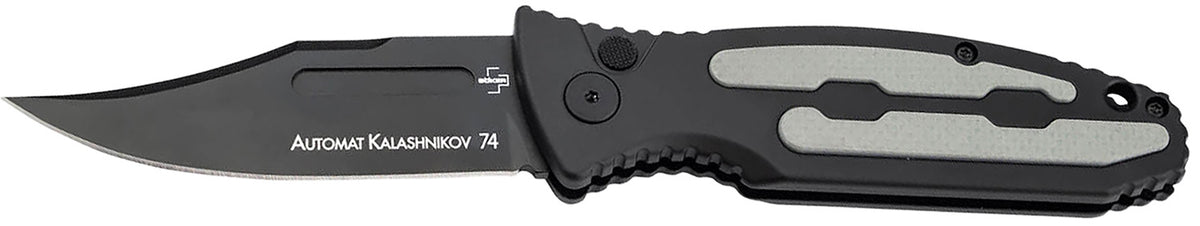Boker 01KALS136 Kalashnikov AK-Inspired 3.35" Clip Point D2 Blade Black Gray Aluminum Handle Knife
