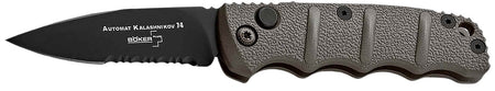 Boker 01KALS96 Kalashnikov Pocket 2.52" Black D2 Drop Point Serrated Blade Gray Aluminum Handle Knife