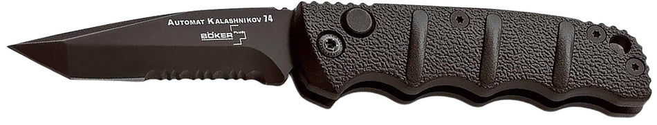 Boker 01KALS98 Kalashnikov 2.52" Tanto Plain D2 Steel Black Aluminum Handle Folding Knife