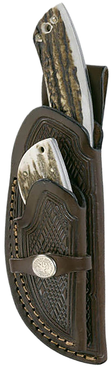 Boker 02BA5130H Two-Piece Hunter Set 440C SS Blade Caper & GutHook Genuine Stag Bone Handle