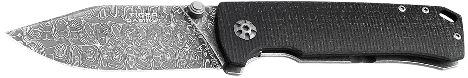 Boker Plus Tiger-Damast 111103DAM 3.35" Damascus Steel Blade Micarta Handle Folding Pocket Knife