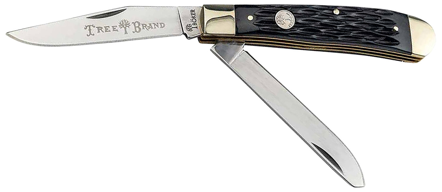 Boker Traditional Series Trapper 2.0 110824 Clip/Spey D2 Blade Black Jigged Bone Handle